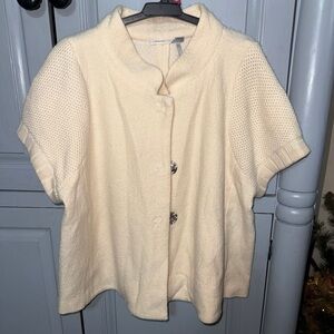 Classiques Entier ivory 100% wool sweater snap front Size XL